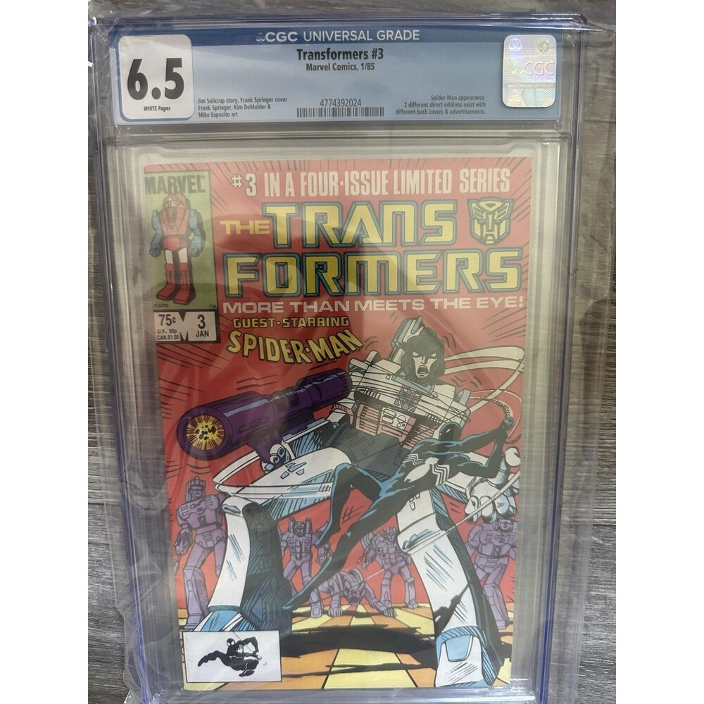 Marvel The Transformers #3 Single Issue Comic Copper Age 1985 CGC 6.5 Fine+